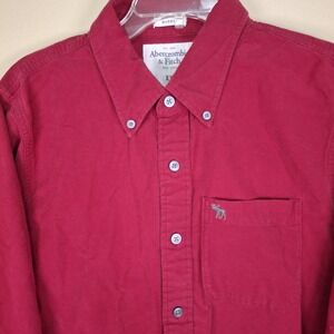 Abercrombie Fitch Shirt Men 2XL Red Preppy Button Muscle Pocket Workwear Outdoor